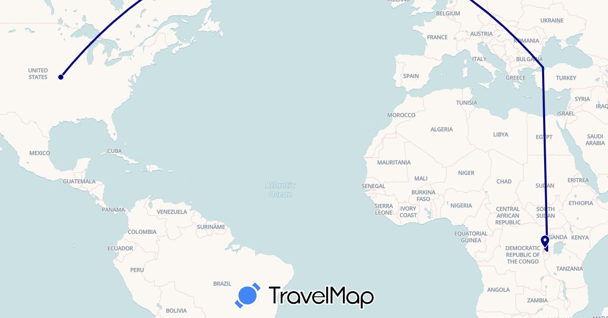 TravelMap itinerary: driving in Rwanda, Turkey, United States (Africa, Asia, North America)